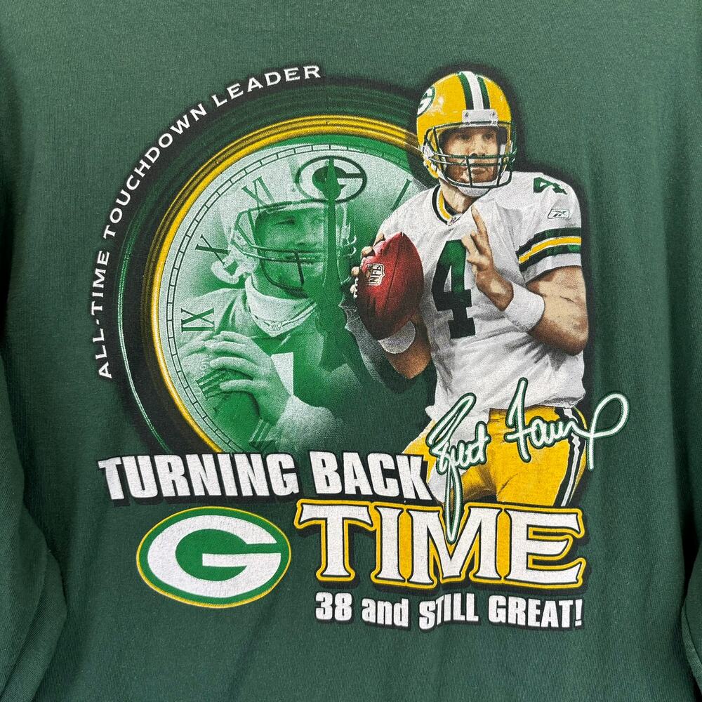 Brett Favre T shirt Mens XL Green Bay Packers NFL Football Turning Back Time - Picture 2 of 8